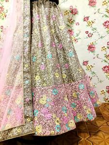 Tissu en soie à longue paillettes roses, épais, styliste indien, Lahenga Choli avec chemisier, tenue de fête, festival, saison, travail lehenga, - Product Image 5