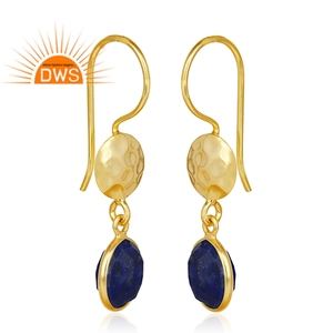 Nuevo diseñador de plata esterlina 18K chapado en oro Natural lapislázuli piedra preciosa colgante pendiente joyería fabricante - Product Image 2