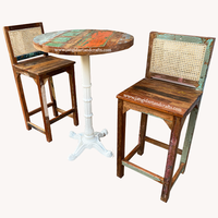 Table et chaises de Bar en fer, ensemble Vintage industriel, rond et rustique, indien, en bois massif, Style Restaurant, café, Pub, Bar, meubles, 9 pièces