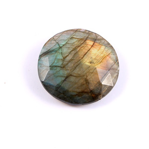 Gema de labradorita Natural para fabricación de joyas, moneda facetada, redonda, calibrada, tamaño 25x25mm, precio al por mayor - Product Image 3