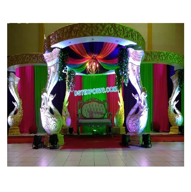 Renkli Fiber Peacock sütunlar düğün çadırı Sri lanka düğün çadırı çin'de Mayur tarzı tavuskuşu tema tasarımcı düğün yapımı