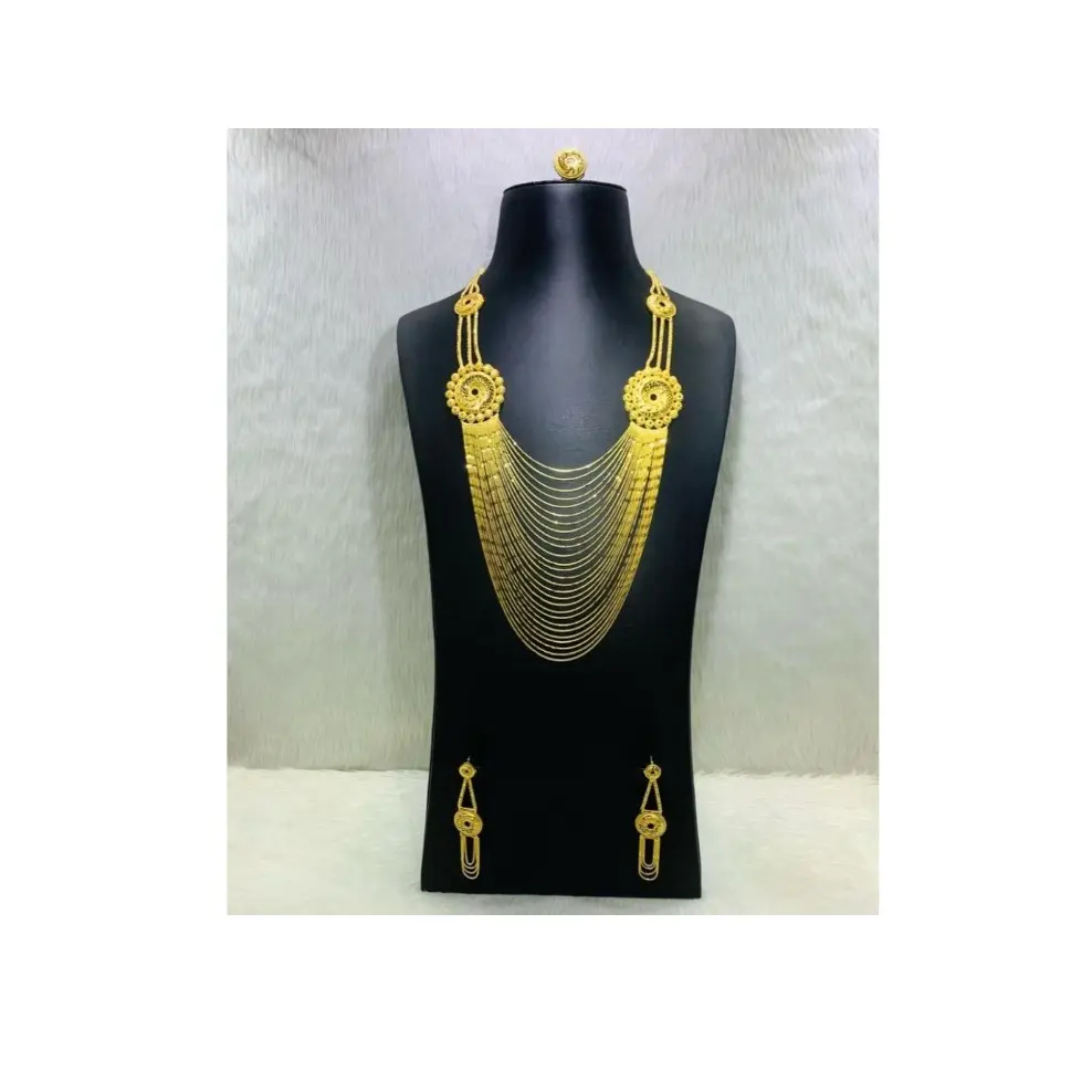 Premium Grade 24k Gold Plated Ideal Jewelry Rani Haar Long Necklace Great Quality Jewellery Set Supplier From India