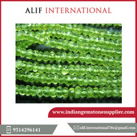Perles en vrac de péridot vert naturel, facettées, forme rondelle, faites à la main, qualité AAA, certifiées CMA, 4 mm, pour la fabrication de bijoux