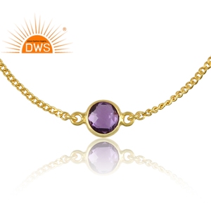 High Quality Amethyst <b>Gemstone</b> <b>Bracelet</b> 925 Sterling Silver Gold Plated Charm <b>Bracelet</b> Jewelry Manufacturer - Product Image 2