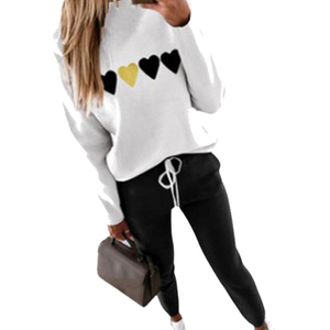 Mode féminine solide noir survêtement avant conception velours patchs à capuche personnalisé ensemble survêtement uni blanc coton polaire hiver - Product Image 4