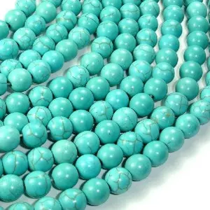 6mm Natural Howlite Turquoise Smooth Round Gemstone Beads Strand from Wholesale Manufacturer at Factory Price AAA Quality Beads