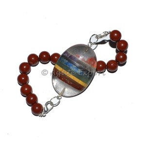 Rojo Jasper Chakra Oval pulseras - Product Image 1