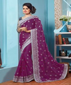 Vêtements de fête designer brodé net soie fleur design indien dames porter couleur orange saree avec chemisier pièce perle travail sari ApparelGarment - Product Image 6