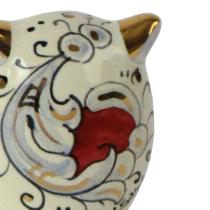 SAMBUCO CERAMICS Búho de Cerámica Hecho a Mano para Decoración del Hogar, 5 cm, Pintado a Mano con Oro Puro y Brillo Metálico Rojo - Product Image 5