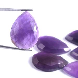 ลูกแพร์พลอยเหลี่ยมเพชรพลอยขนาด15X10มม. สำหรับทำเครื่องประดับ,พลอยแอเมทิสต์ดอกกุหลาบตัดแบบธรรมชาติ - Product Image 1