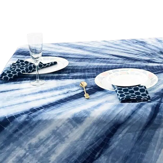 Dining Table Cloth Center Table Natural Hand Dyed Shibori Cover