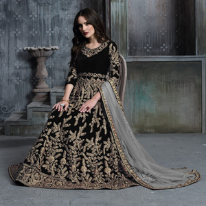 Bollywood Style Designer Wedding Wear Latest Design Georgette Silk Heavy Embroidered Stone Work Full Length Punjabi Lahenga ApparelGarment - Product Image 1