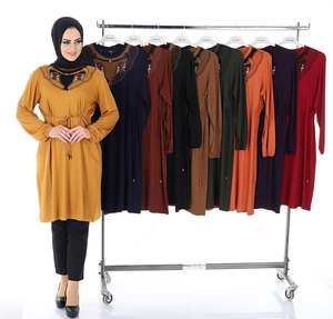 New Season <b>Women</b> Embroidered Waist Tied Tunic Islamic Clothing Abaya <b>Kaftan</b> Dubai Arab Muslim Islamic Fashion Turkish Quality - Product Image 4