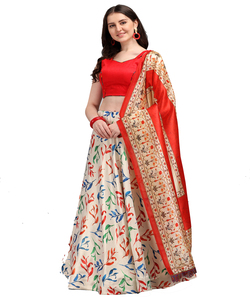 Lehenga Choli imprimé en soie à la mode avec Dupatta vêtements traditionnels prix de gros vêtement ethnique vêtement - Product Image 2