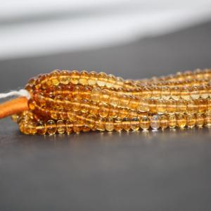 Perles de pierres précieuses rondes lisses de citrine naturelle de 5 mm, qualité AAA, teinte orange, brins en vrac pour bricolage - Product Image 3