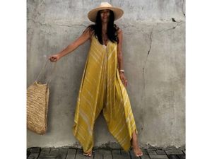 Mono sin mangas con tinte de corbata Floral para mujer, mono tejido transpirable hasta el suelo con cintura Natural para festivales, novedad - Product Image 4