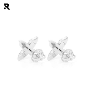 Pendientes de Botón de Flor de Pétalo Brillante con Diamantes VVS-SI de 0.33ctw en Oro de 14k, Certificados por IGI - Product Image 2