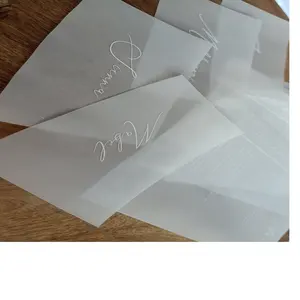 vellum paper silk screen printed guest names for wedding invitations can be custom made made in your choice of colors