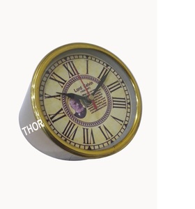 Reloj de mesa decorativo dorado brillante, hermoso reloj de escritorio redondo para decoración del hogar, reloj de pared con movimiento de cuarzo hecho de vidrio metálico - Product Image 5