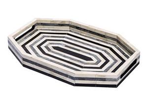 Bandeja de vajilla hecha a mano ecológica de diseño contemporáneo, bandeja de servicio elegante con incrustaciones de hueso duraderas de textura Premium resistente - Product Image 5