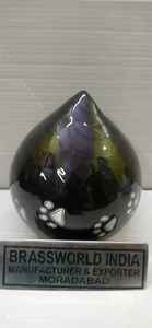 Patte en laiton pour animaux de compagnie, noir et blanc, larme de crémation, urne, fournitures funérailles, brasworld, inde - Product Image 4