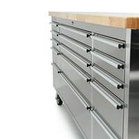 Chariot à outils en acier inoxydable de 72 pouces avec 15 tiroirs et armoire