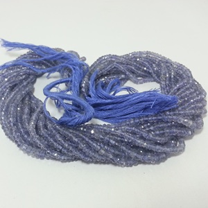 Hilo de cuentas de piedras preciosas Rondelle facetadas de iolita azul natural de 4mm a precio de Distribuidor mayorista - Product Image 1