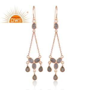 925 <b>Fine</b> Sterling Silver Natural Labradorite Gemstone Chandelier <b>Earring</b> For Women Jewelry Manufacturer - Product Image 1