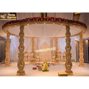 Fascinante Mandap de Madera para Bodas Indias, Decoración de Madera Tallada a Mano, Mandap Gujarati para Bodas, Mandap con Tallado de Flores Grandes, Mandap para Bodas en el Reino Unido - Product Image 1