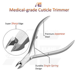 Juego de 5 herramientas de aseo de uñas de acero inoxidable profesional de calidad de salón, pinza para cutículas, cortador de empuje, raspador, caja de tijera curva - Product Image 2