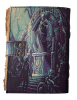 Grossiste Fait à la main Jour des Morts Faucheuse Imprimé Vintage Sort Livre des Ombres Journal 100% Cahier en Cuir Véritable Meilleur Cadeau
