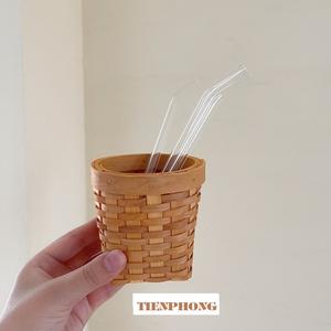 Portalápices retro tejido hecho a mano de viento vietnamita, soporte de madera maciza para escritorio, palillos, cucharas, tubo de almacenamiento, accesorios de adornos - Product Image 4