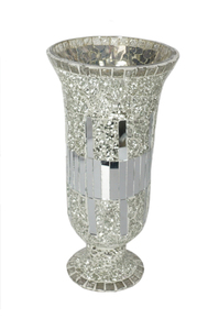Metal <b>Candle</b> <b>Holder</b>, <b>Glass</b> Silver Hurricane - Product Image 4