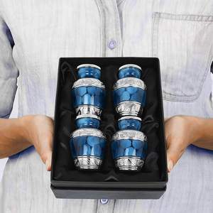 ชุดของชำร่วยขนาดเล็กสีฟ้ารูปโกศ4ชิ้น | โกศขนาดเล็กสำหรับมนุษย์ขี้เถ้าทำมือขนาดเล็กกันรอยขีดข่วน - Product Image 2