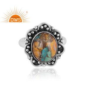 Oxydé 925 Sterling Silver Natural Mojave Copper Bumblebee Turquoise Gemstone Empilable Ring Jewelry Manufacturer - Product Image 3