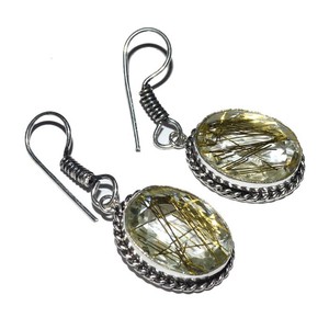 Pendientes facetados de rutilo dorado, pendientes facetados de rutilo dorado a la venta - Product Image 1