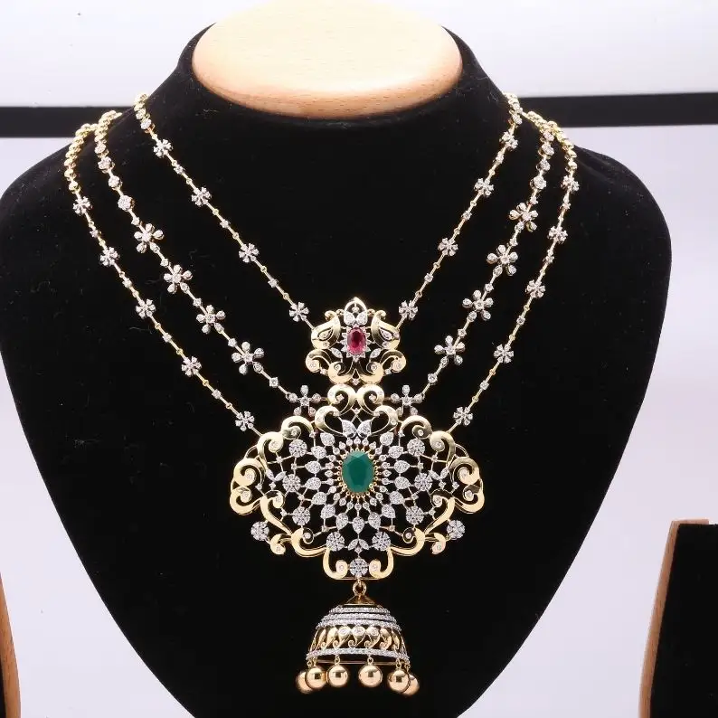 Armut ve yuvarlak kesim moissanit el yapımı elmas son kolye tasarımları kolye seti kadınlar takı imalatı güzel takı