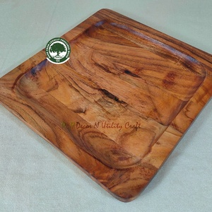 Plateau de service carré en bois artisanal, finition polie, 12 pouces, pour contact alimentaire, Décor N Utility Craft - Product Image 1