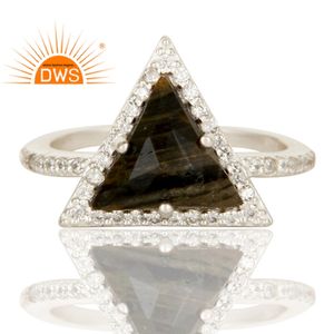 Bague Statement en Zircon Blanc, Fournisseur de Bijoux, Argent Sterling 925 Massif, Jaspe Zèbre, Bijoux Personnalisés - Product Image 2