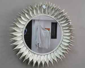 Espejo de pared decorativo con marco de Metal para decoración del hogar, gran belleza, forma de hojas, dorado - Product Image 5