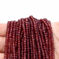 Perles Rondelles Facettées en Grenat Rouge Naturel 3mm-4mm, Fil de 13 Pouces, Évaluation par un Expert, Vente en Gros pour la Fabrication de Bijoux, Ravab Gems