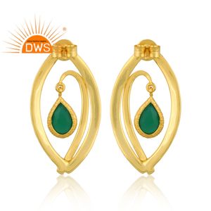 Best Selling 2026 Sterling <b>Silver</b> Natural Green Onyx Gemstone <b>Stud</b> <b>Earring</b> <b>For</b> <b>Women</b> Jewelry Manufacturer - Product Image 4