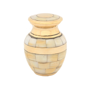 Grossiste de fabricant d'urne souvenir en laiton à double bande de nacre faite à la main de quantité minimale de commande bas créatif - Product Image 1