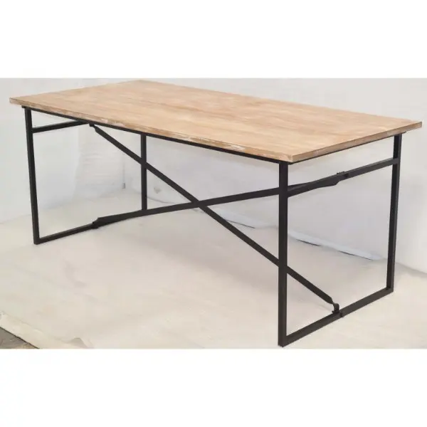 Industrial Design Big Size  Iron Leg Mango Wood Top Dining Table