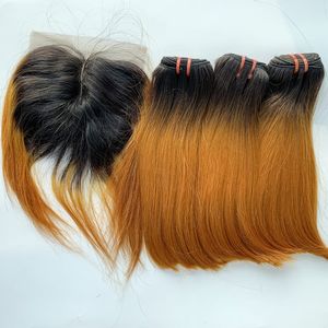 Extensiones de cabello Remy vietnamita liso naranja, 3 mechones con cierre, extensiones de cabello virgen, ventaja de estilo, cabello humano coloreado - Product Image 2