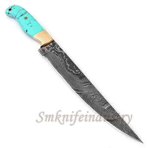 New Style Custom Hand Forged Damascus Fillet knife With leather Sheath cover (smk1593) - Product Image 2