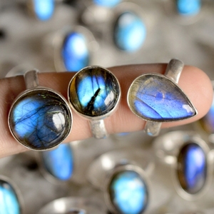 Bague en pierres précieuses de Labradorite faite à la main en céramique Style de fiançailles sain technologie d'incrustation mignonne montres de mariage en perles en vrac - Product Image 2