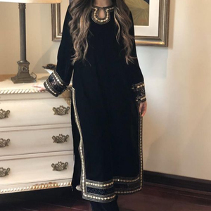 BEAUTIFUL---Long---KURTA WITH Dress for <b>PANT</b> Party-wear-dress with Beautiful--applique work for Party/ Wedding =2021. - Product Image 1