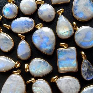 Black Stone Pendant <b>Necklace</b> with Rose Gold Plating Natural Drusy Crystals Rainbow <b>Moonstone</b> Earrings Crystal Pendants & Charms - Product Image 5