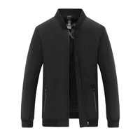 Blouson bomber bleu marine pour homme, col montant, fermeture éclair, doublure polaire, coupe-vent, vêtement décontracté pour l'automne